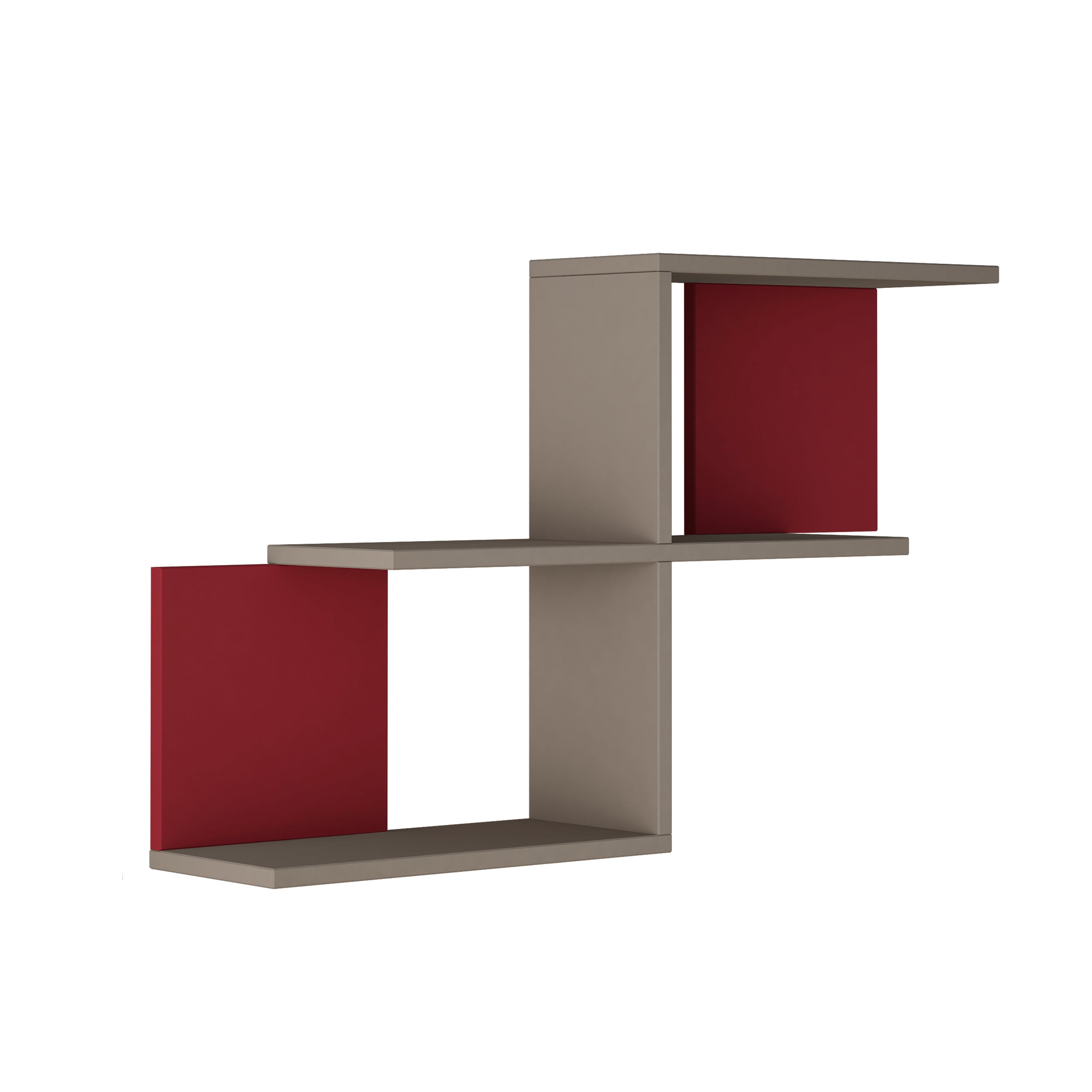 Ada Home Decor Furniture 35.83" 2 Tier Light Mocha Wilfred Modern Wall Shelf