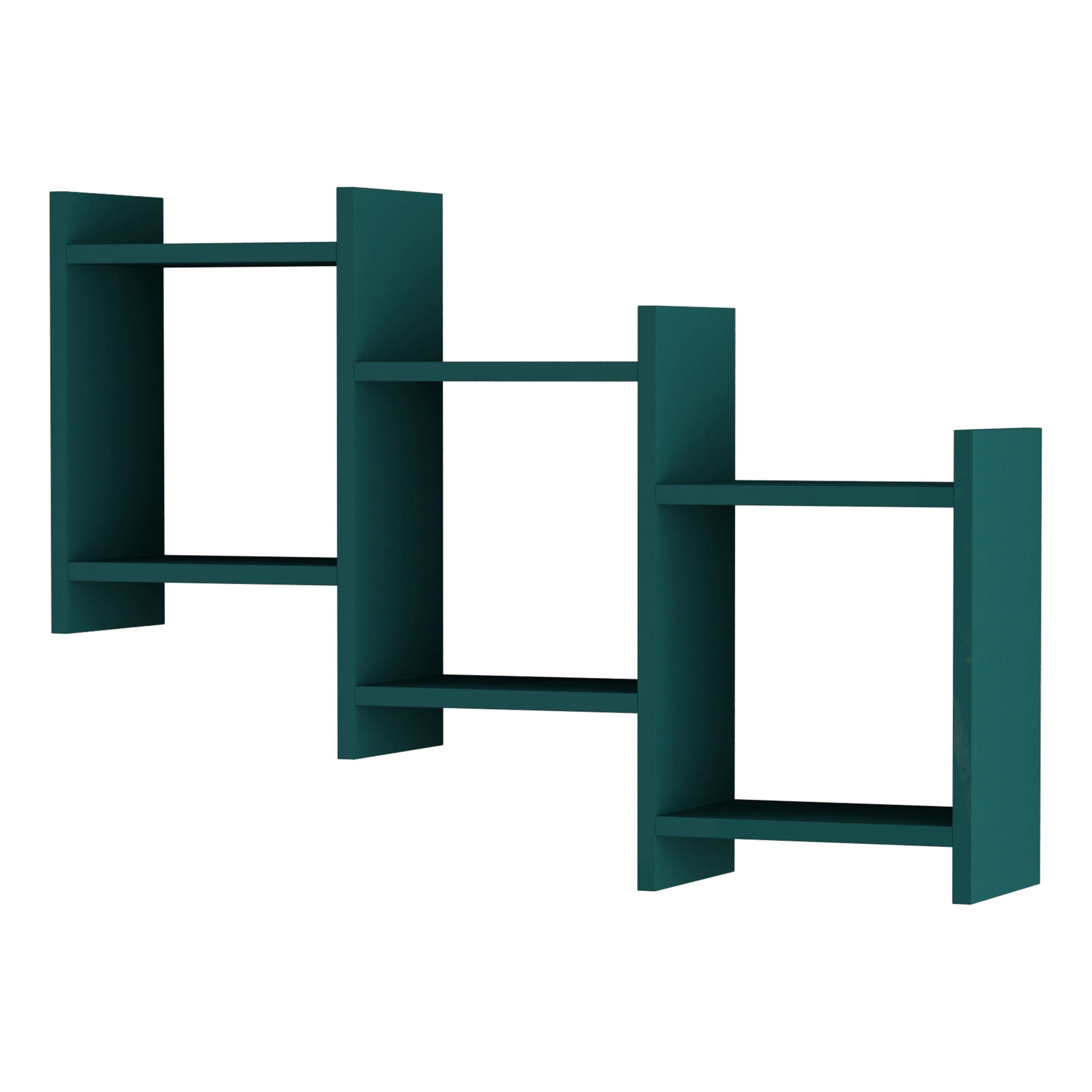 Ada Home Decor Furniture 35.83" 2 Tier Petrol Blue Wilwood Modern Wall Shelf