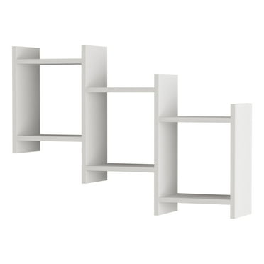 Ada Home Decor Furniture 35.83" 2 Tier White Wilwood Modern Wall Shelf