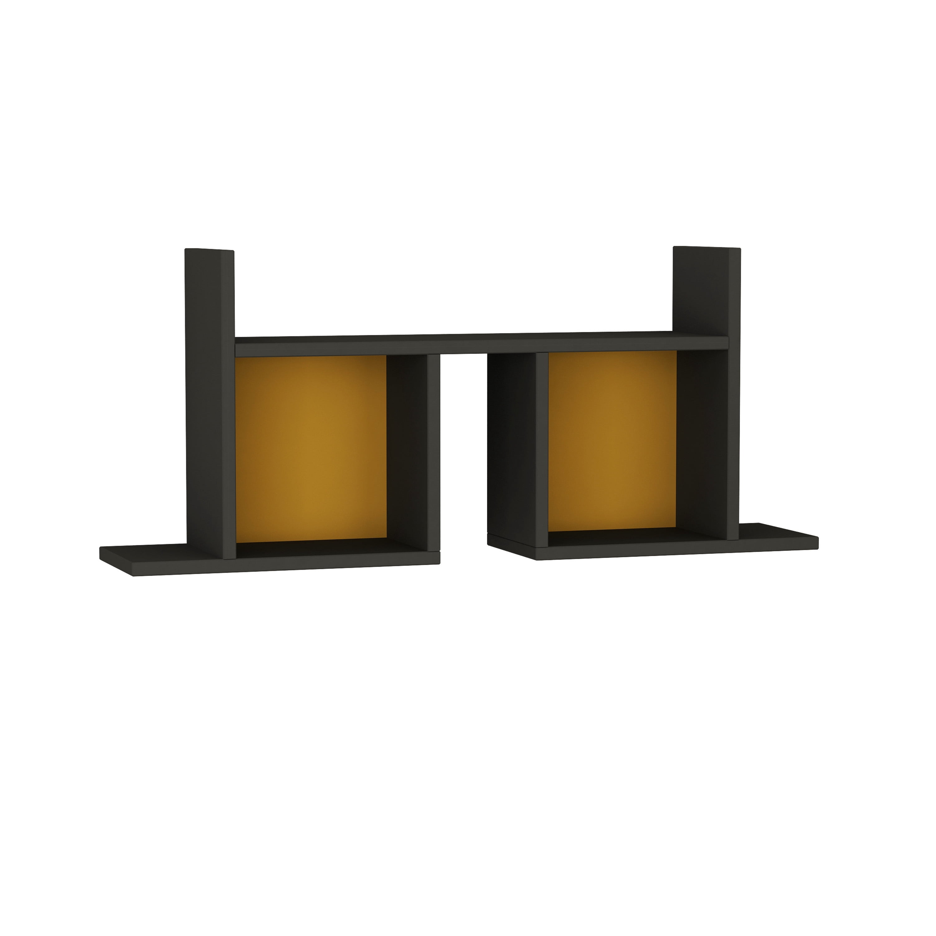 Ada Home Decor Furniture 37.99" 2 Tier Anthracite Waldo Modern Wall Shelf