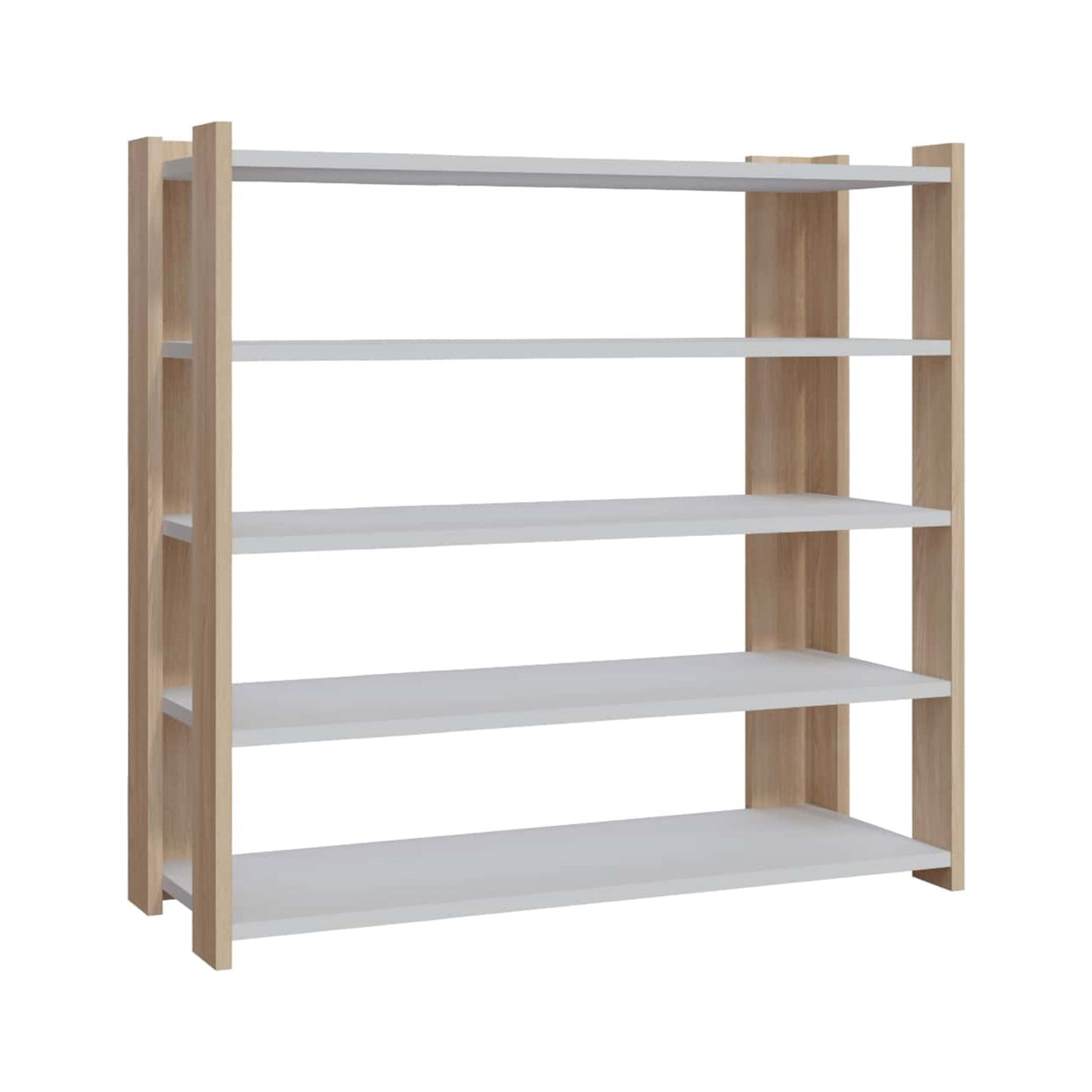 Ada Home Decor Furniture 4 Tier 16 Pair Oak White Gordon Modern Shoe Rack