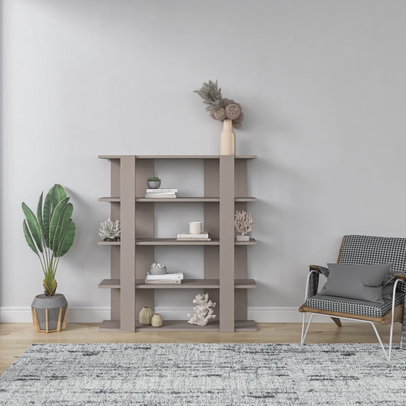 Ada Home Decor Furniture 4 Tier Open Shelf Light Mocha Beecroft Modern Bookcase