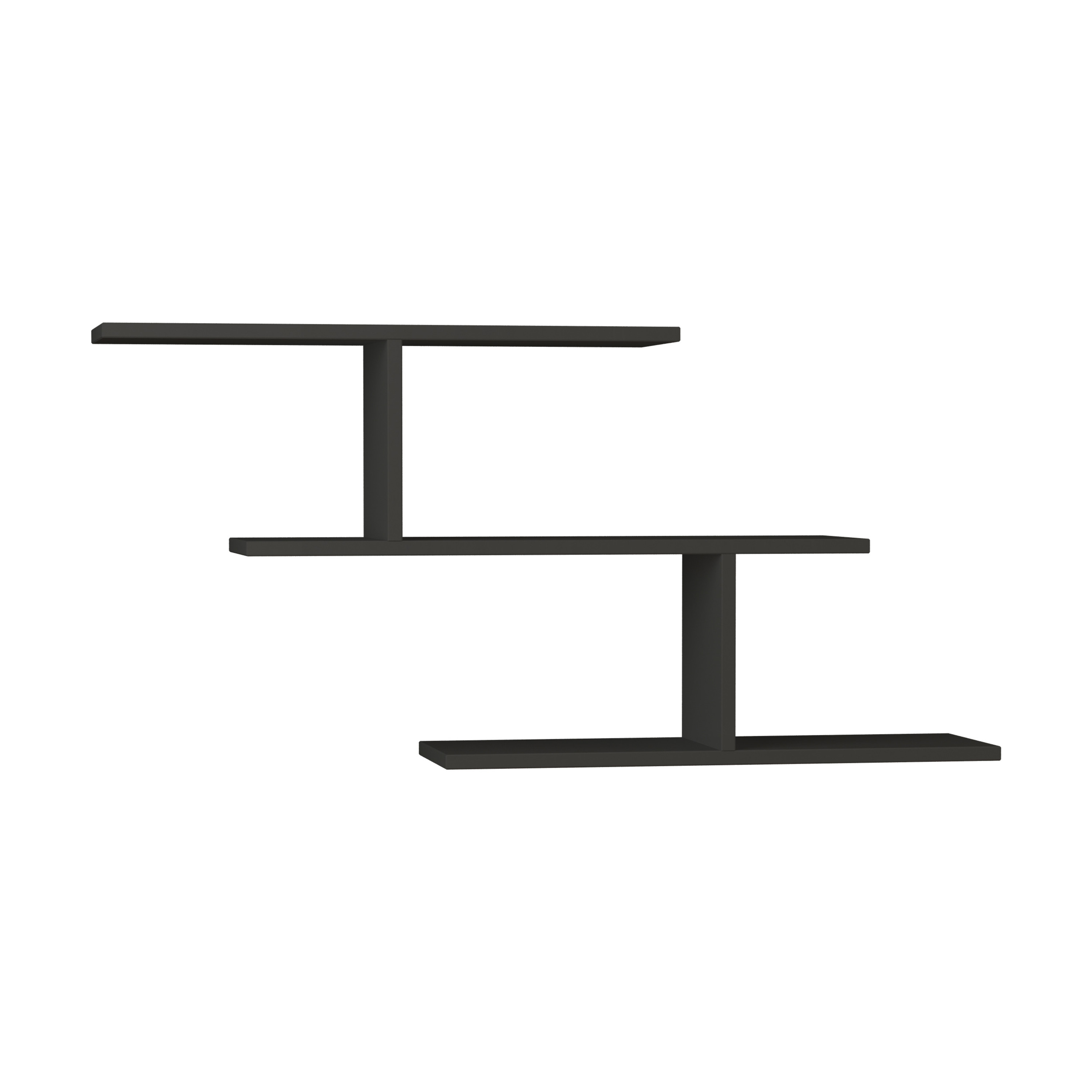 Ada Home Decor Furniture 40.94" 2 Tier Anthracite Worthen Modern Wall Shelf