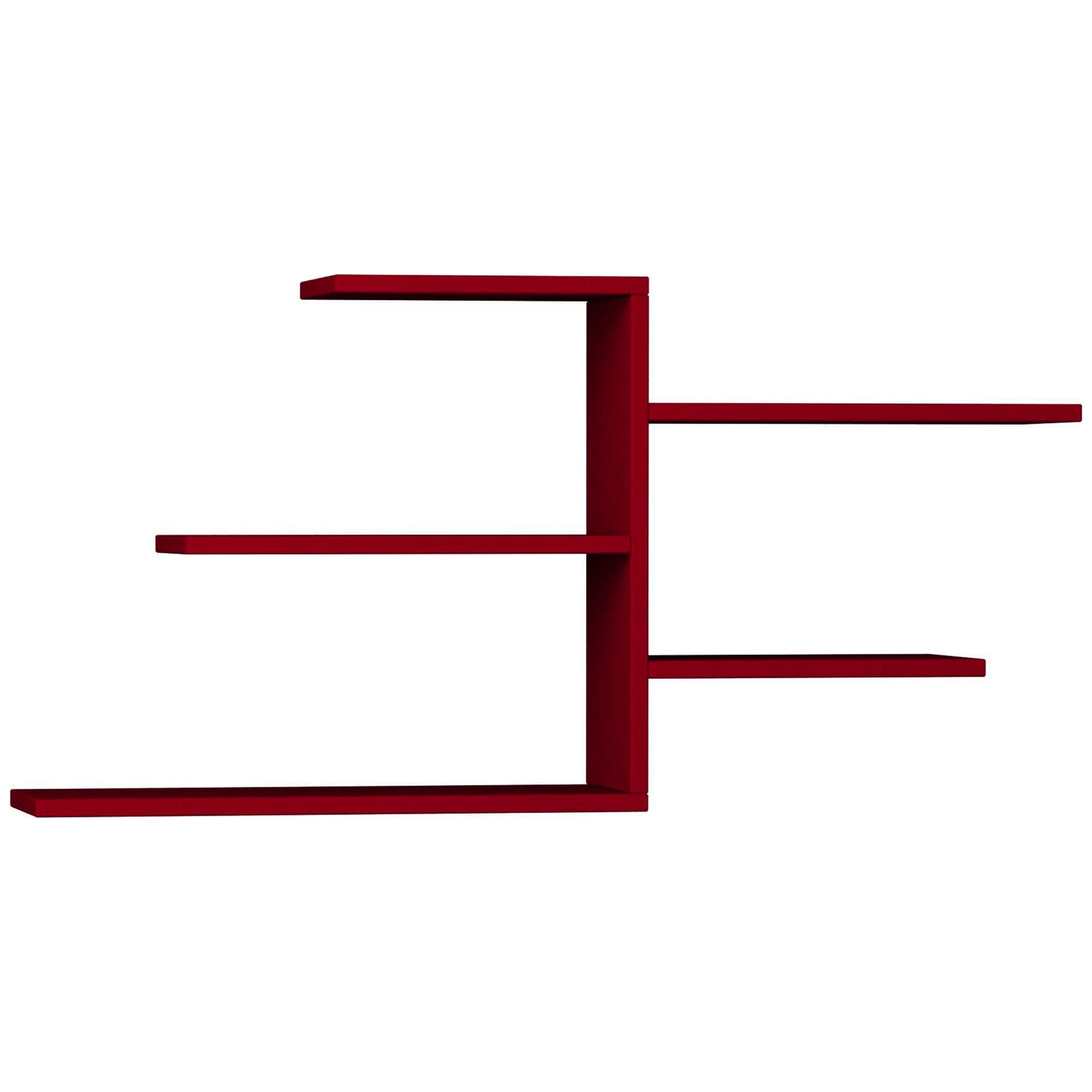 Ada Home Decor Furniture 42.13" 4 Tier Burgundy Woodard Modern Wall Shelf