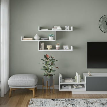 Ada Home Decor Furniture 47" 3 Tier White Wilton Modern Wall Shelf