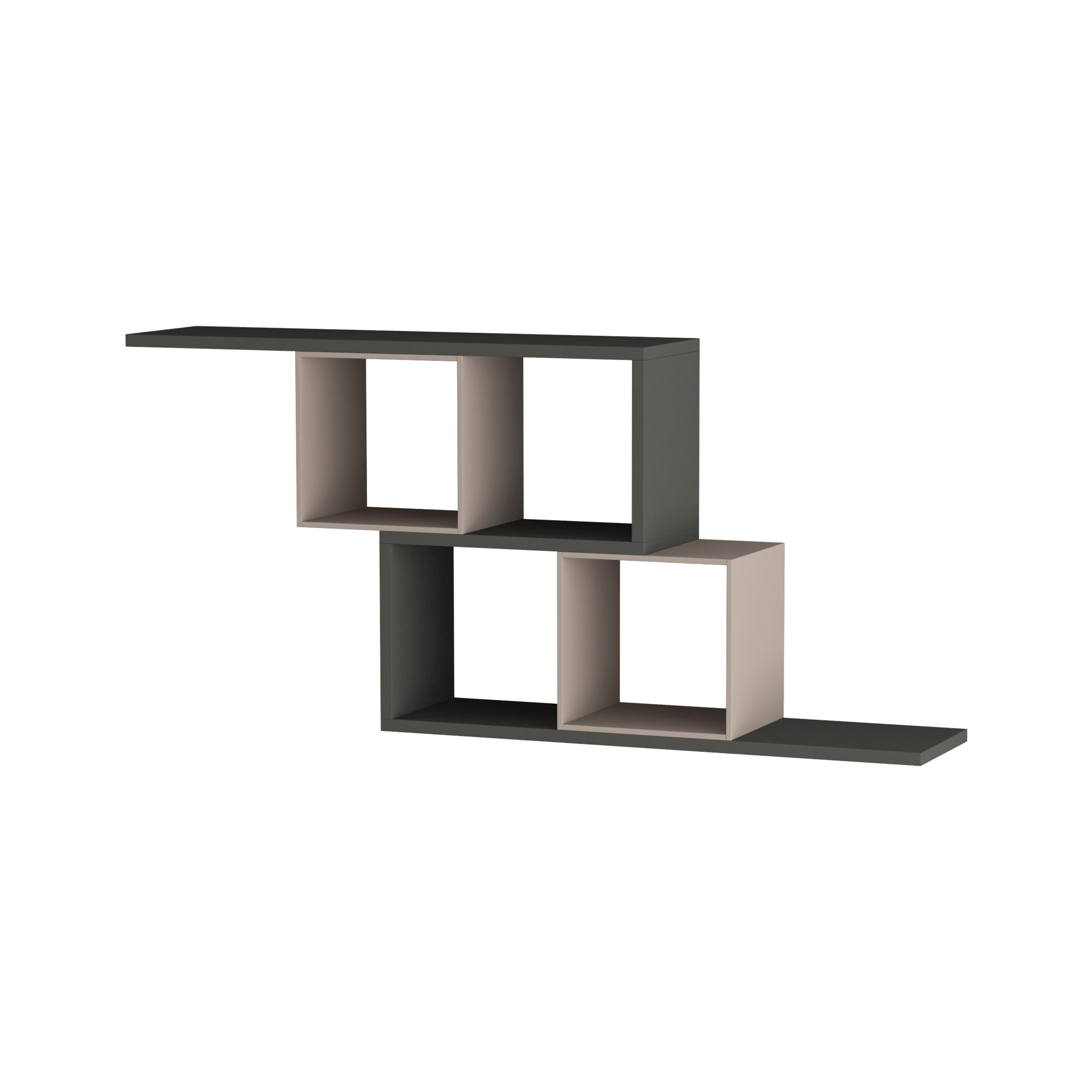 Ada Home Decor Furniture 49.21" 2 Tier Anthracite Walost Modern Wall Shelf