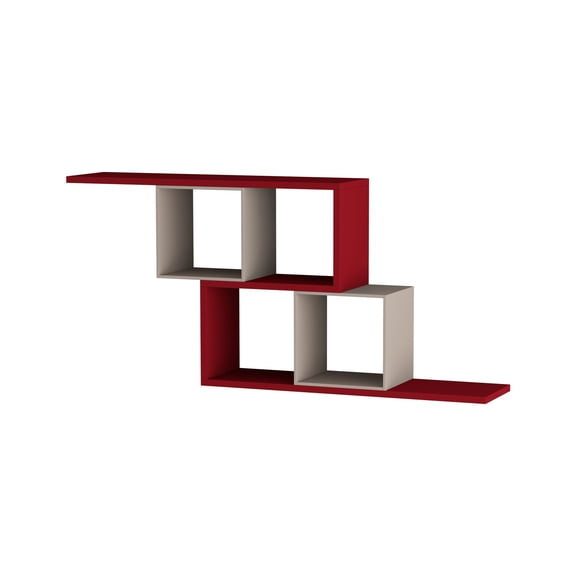 Ada Home Decor Furniture 49.21" 2 Tier Light Mocha Walost Modern Wall Shelf