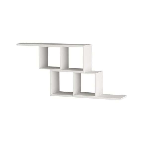 Ada Home Decor Furniture 49.21" 2 Tier White Walost Modern Wall Shelf