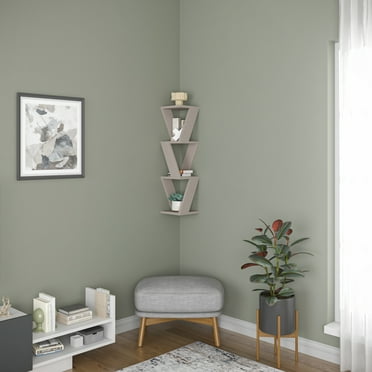 Ada Home Decor Furniture 8.66" 3 Tier Light Mocha Chicago Modern Wall Shelf