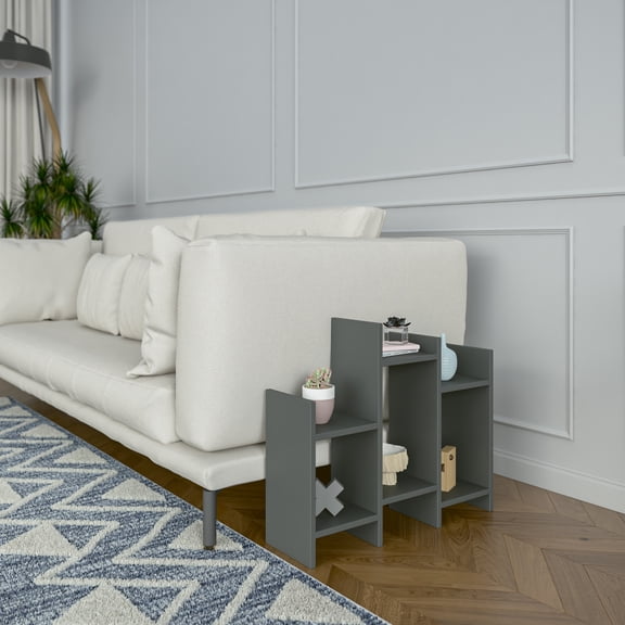 Ada Home Decor Furniture Anthracite 2 Tier Sutton Modern Side Table