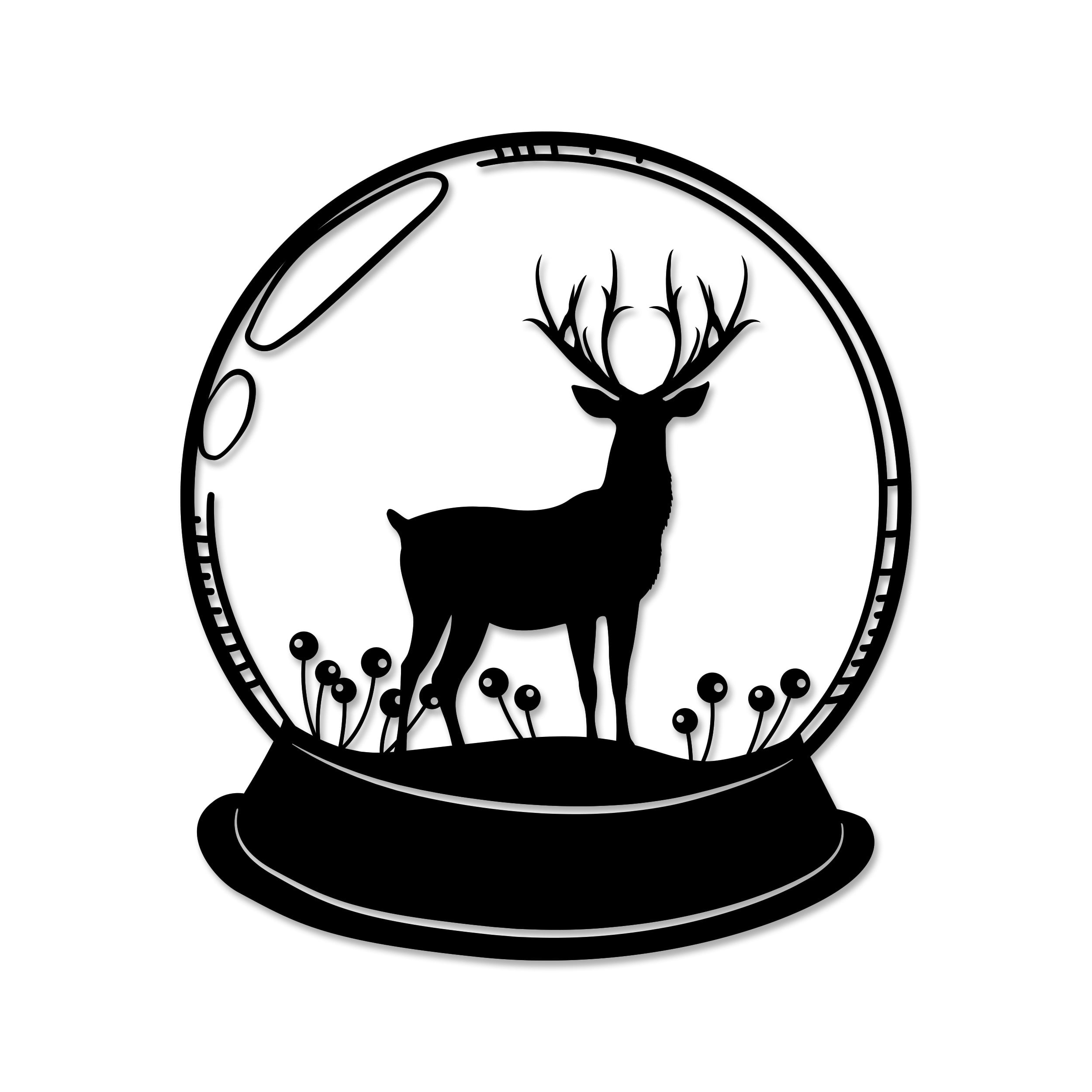 Ada Home Decor Furniture Black Deer Globe Modern Metal Wall Art