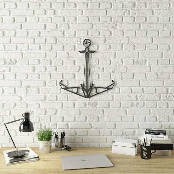 Ada Home Decor Furniture Black Geo Anchor Modern Metal Wall Art
