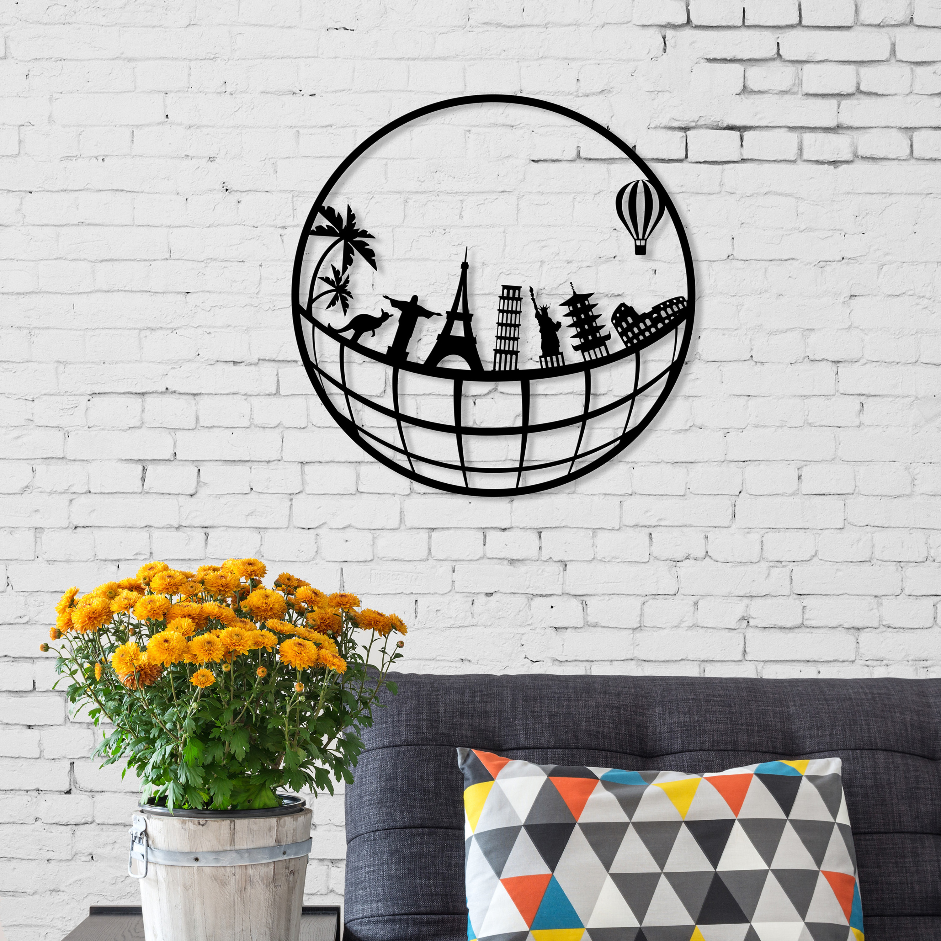 Ada Home Decor Furniture Black Global Modern Metal Wall Art