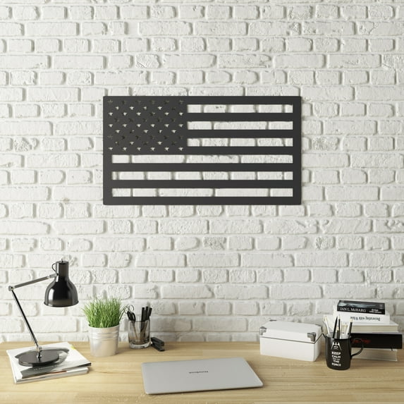 Ada Home Decor Furniture Black Stars and Stripes Modern Metal Wall Art