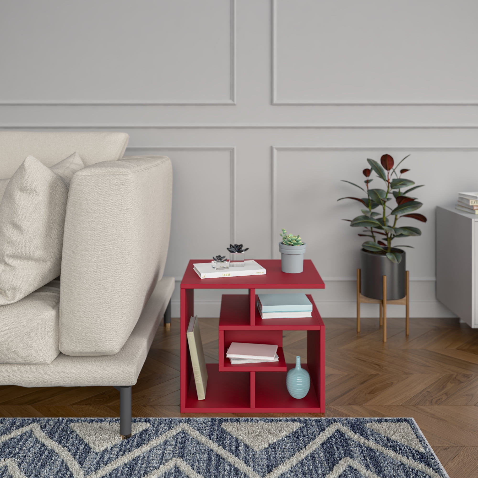Ada Home Decor Furniture Burgundy 3 Tier Briscoe Modern Side Table