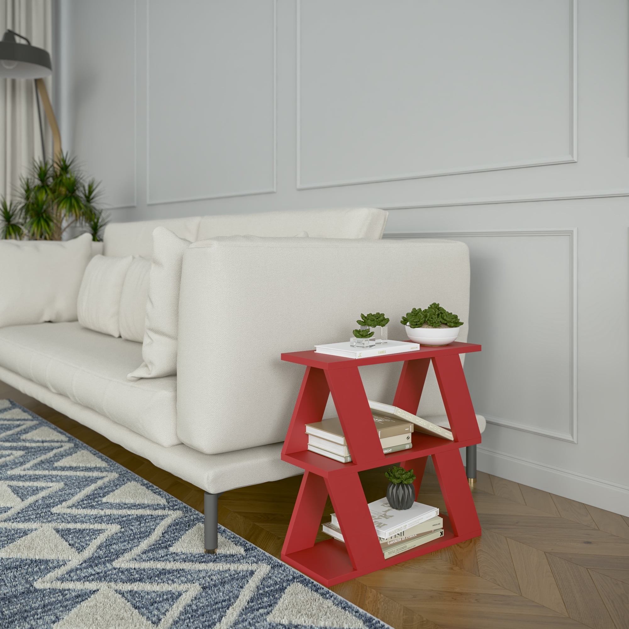 Ada Home Decor Furniture Burgundy Saphire Modern Coffee Table with Storage Shelf