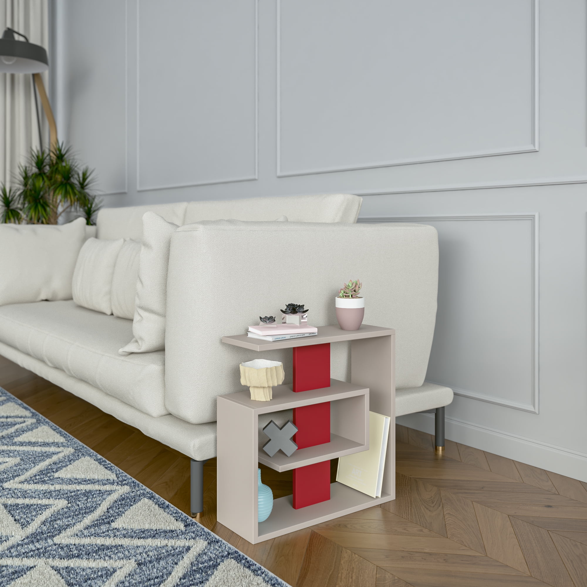 Ada Home Decor Furniture Light Mocha 2 Tier Stacy Modern Side Table