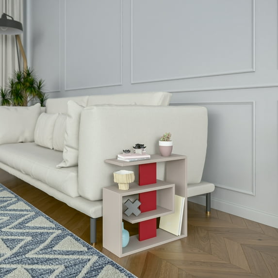 Ada Home Decor Furniture Light Mocha 2 Tier Stacy Modern Side Table