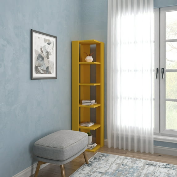 Ada Home Decor Furniture Multiple Tier Open Shelf Mustard Bruce Modern Bookcase