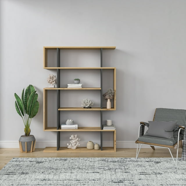 Ada Home Decor Furniture Multiple Tier Open Shelf Oak Anthracite Blair ...