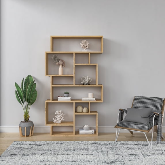 Ada Home Decor Furniture Multiple Tier Open Shelf Oak Berkshire Modern Bookcase