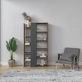 thumbnail image 1 of Ada Home Decor Furniture Multiple Tier Open Shelf Walnut Anthracite Boise Modern Bookcase, 1 of 7