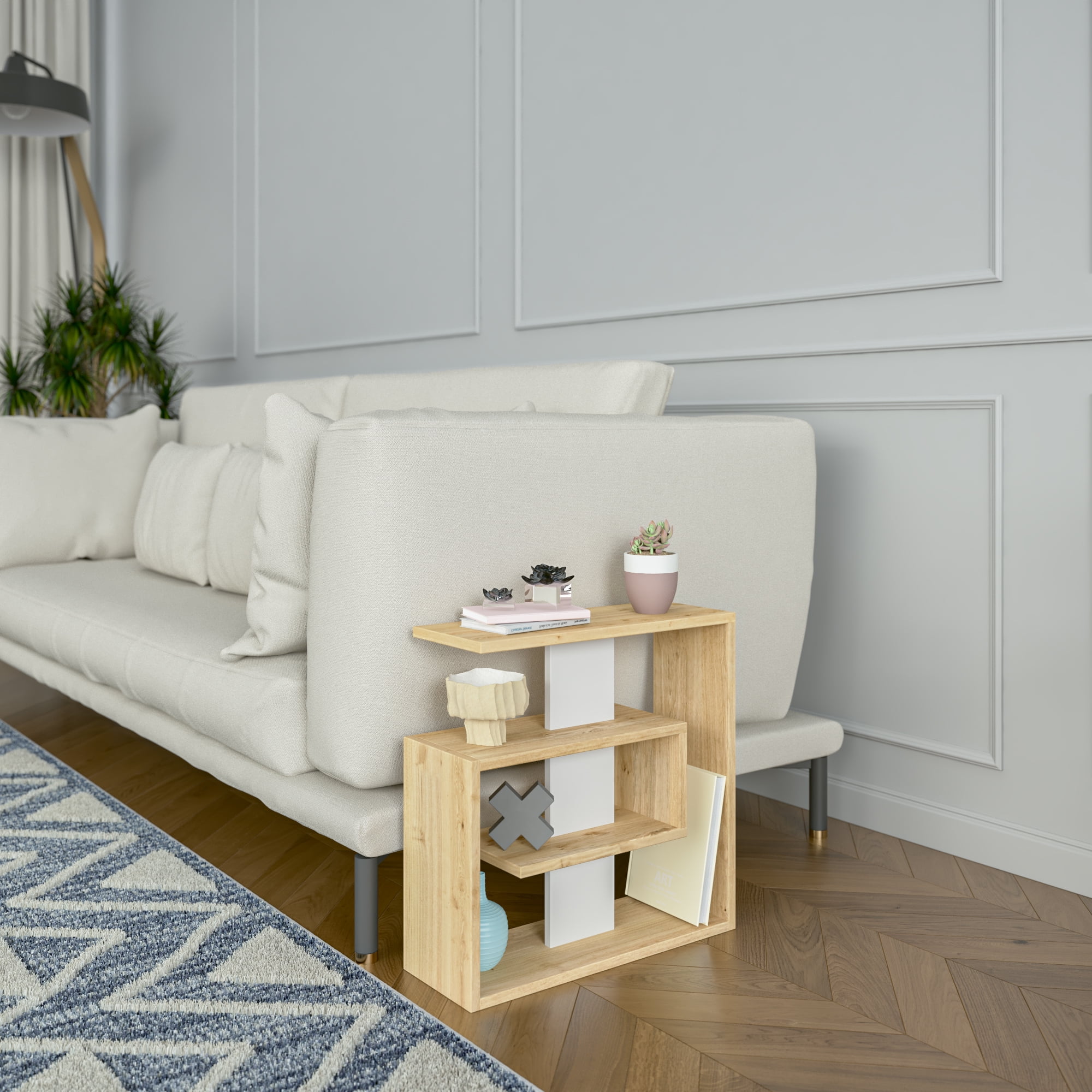Ada Home Decor Furniture Oak 2 Tier Stacy Modern Side Table