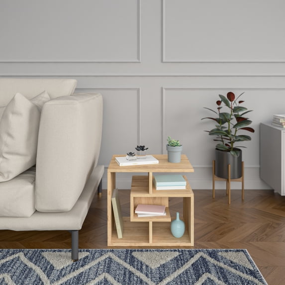 Ada Home Decor Furniture Oak 3 Tier Briscoe Modern Side Table