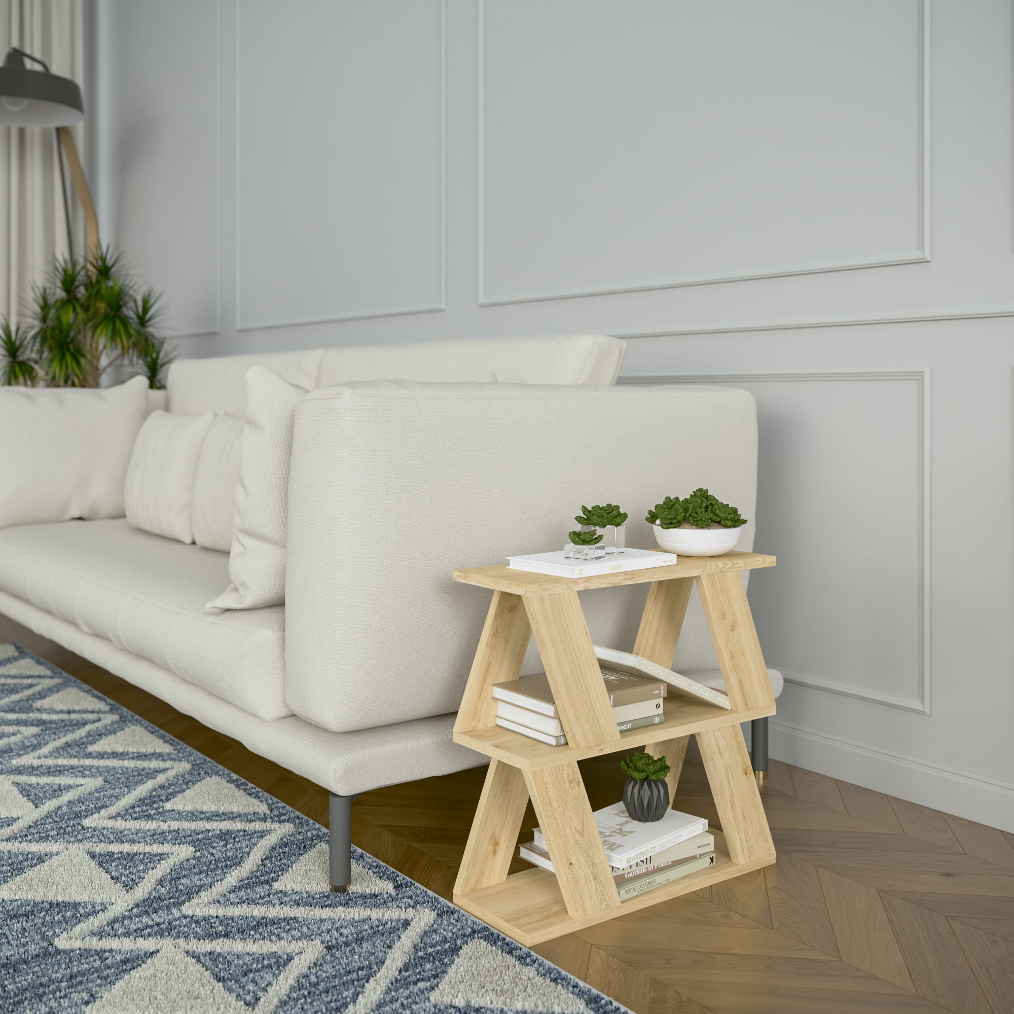 Ada Home Decor Furniture Oak Saphire Modern Coffee Table with Storage Shelf