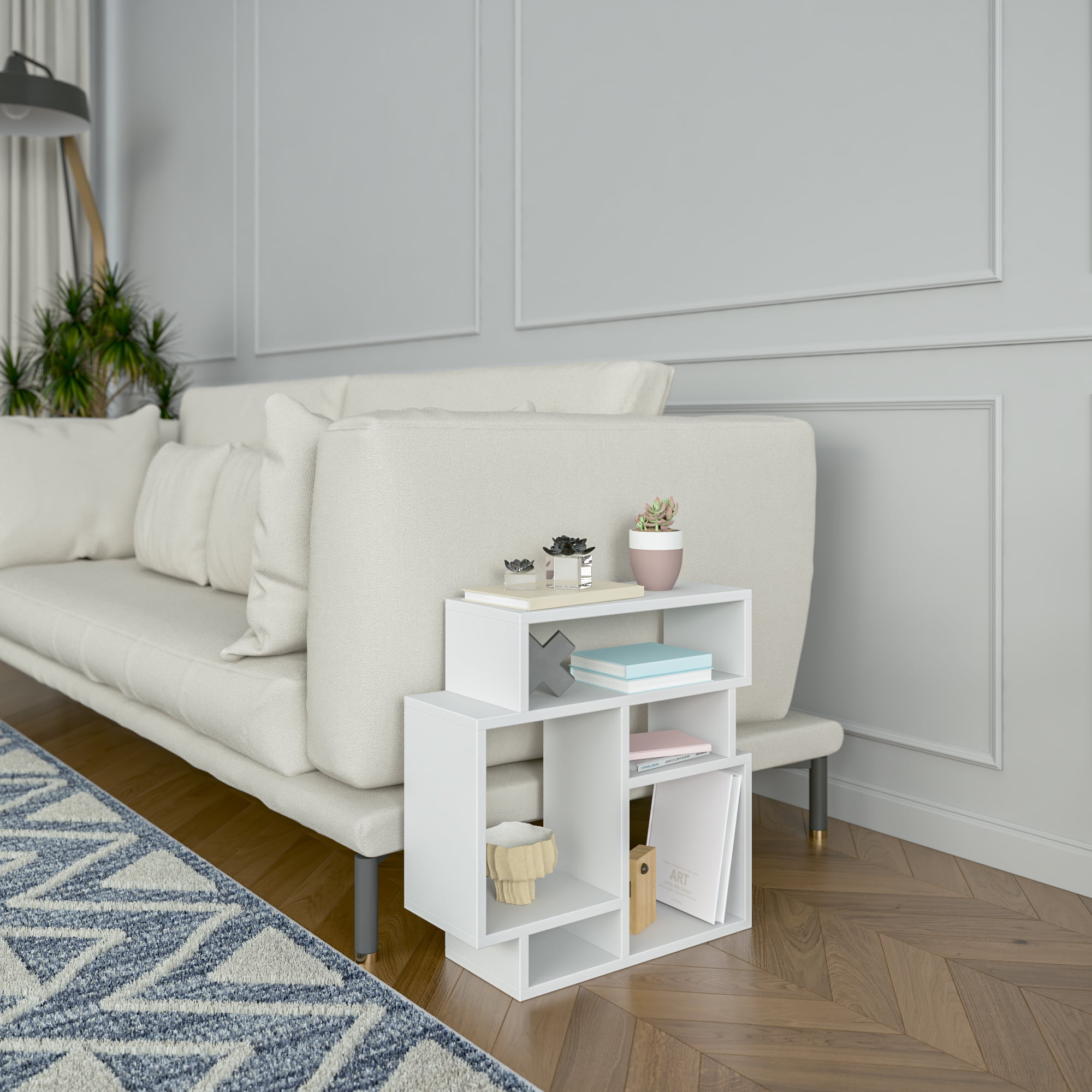 Ada Home Decor Furniture White 2 Tier Schultz Modern Side Table