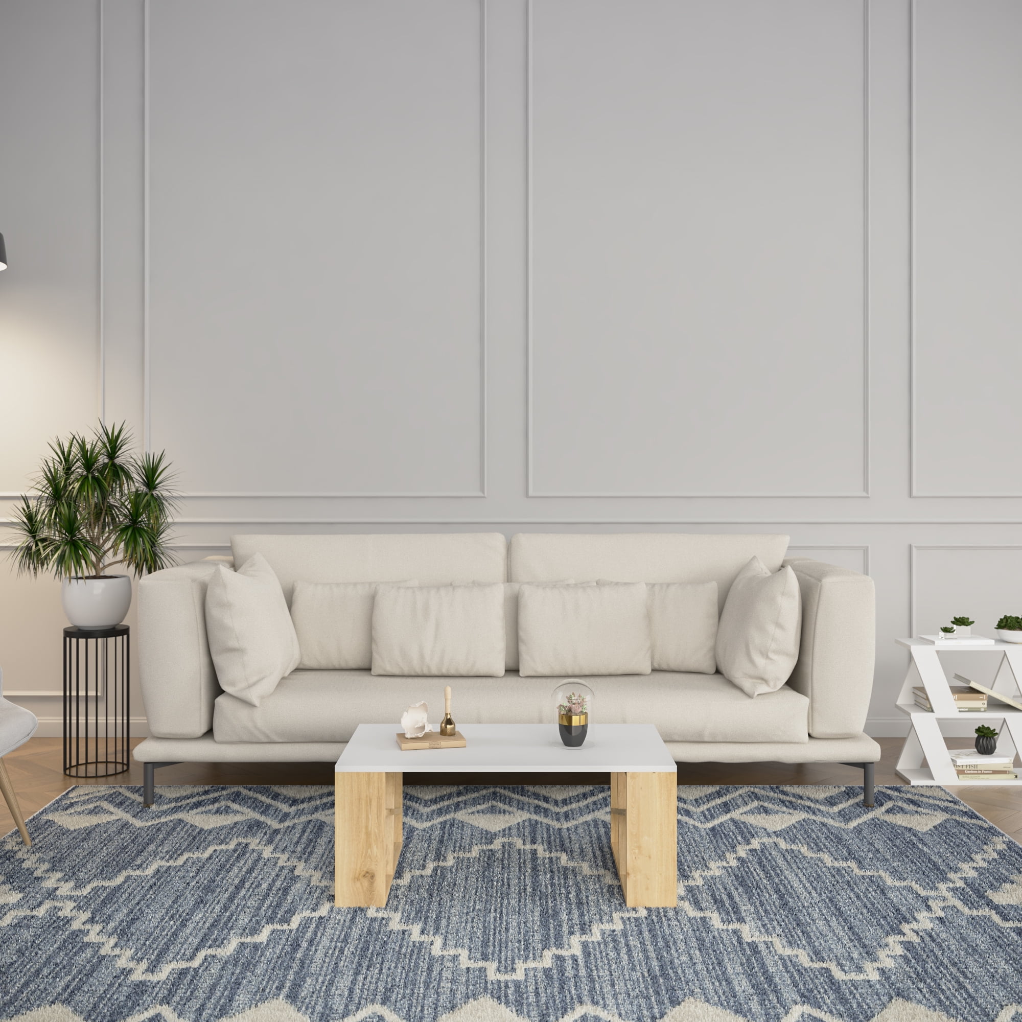 Ada Home Decor Furniture White Brian Modern Coffee Table with Storage Shelf