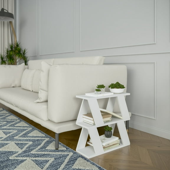 Ada Home Decor Furniture White Saphire Modern Coffee Table with Storage Shelf