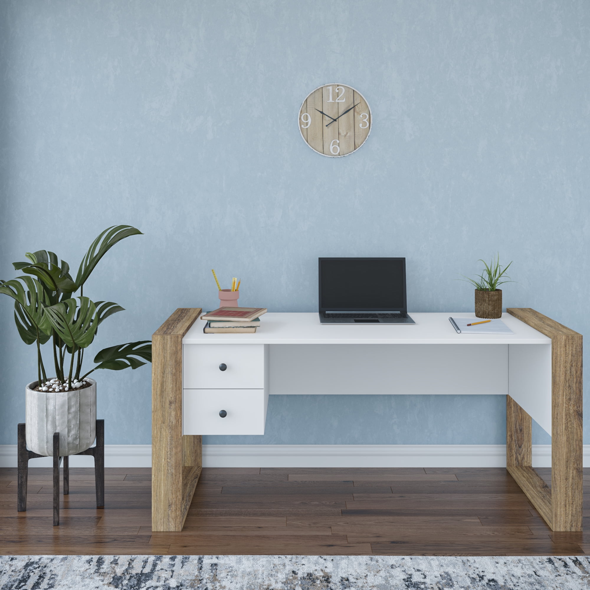 Ada Home Decor Furniture White Walnut Sayre Modern Desk