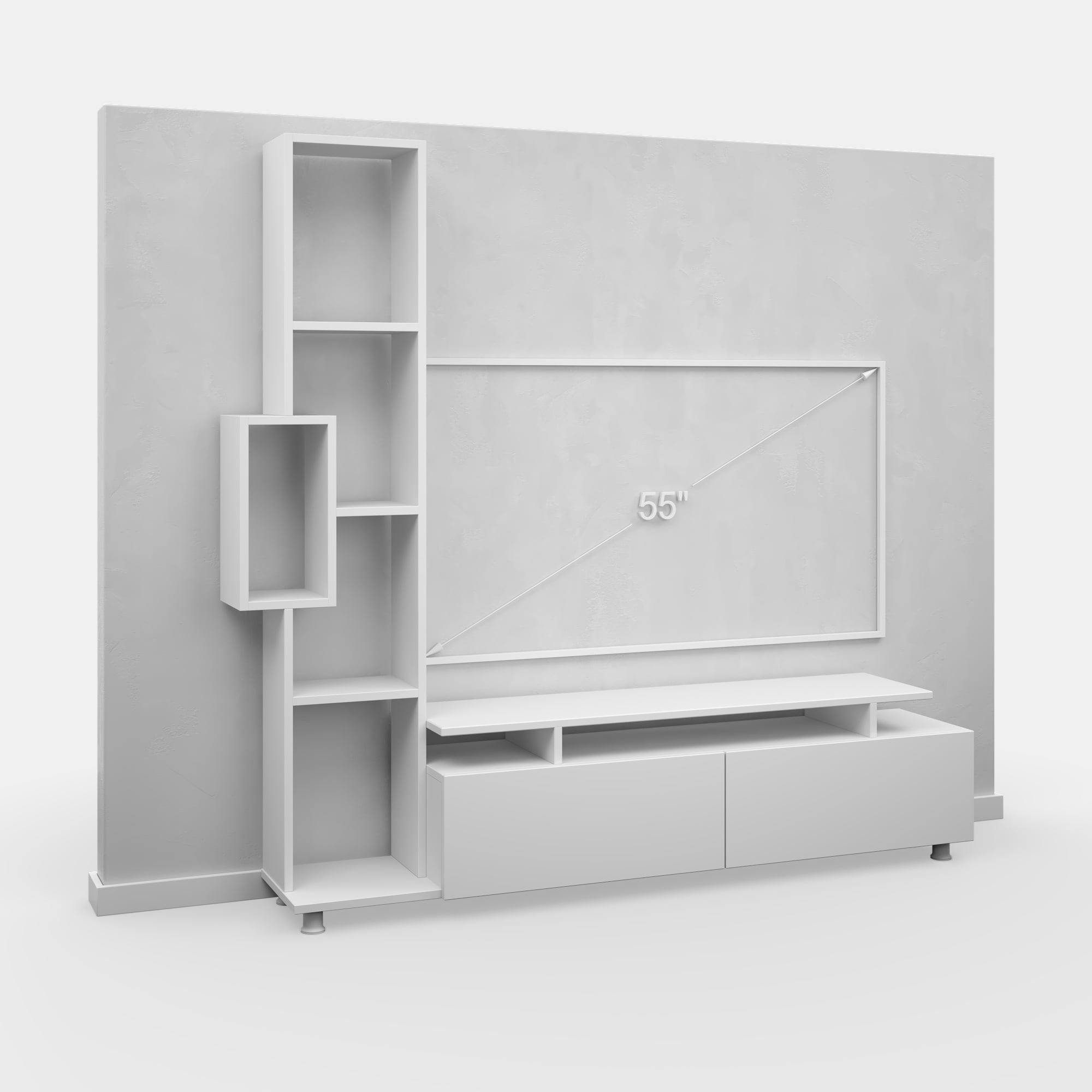 Ada Home Decor Furniture for TVs up to 53" 4 Tier White Rossano Modern TV Stand with Doors