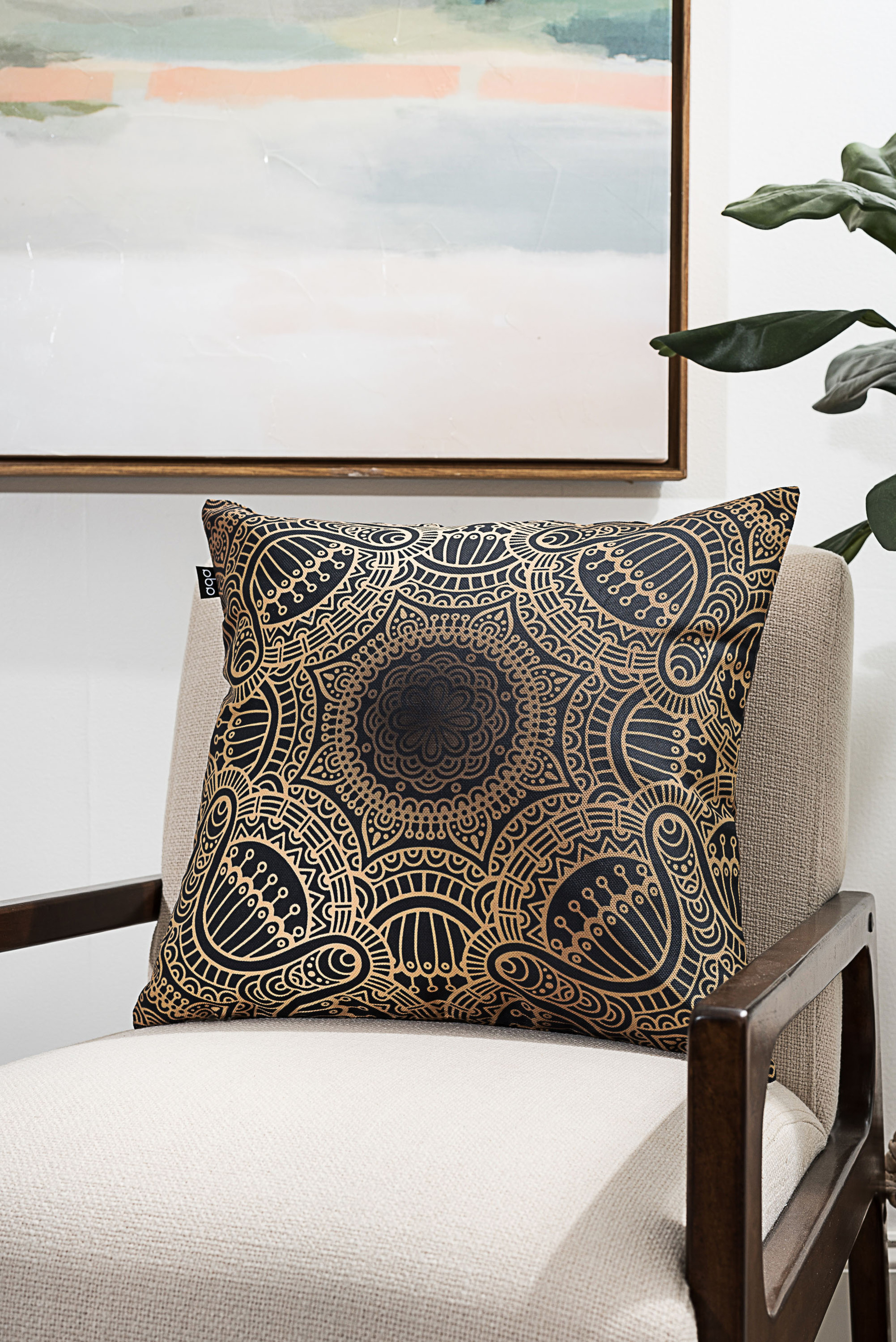 Ada Home Decor Gold Geometric Contemporary Pillow