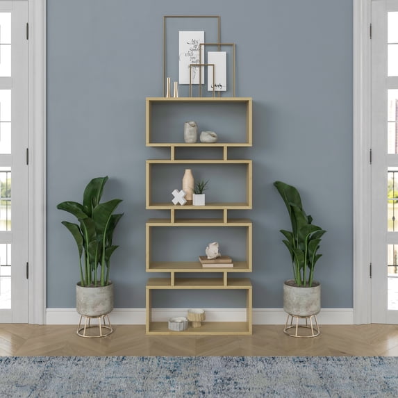 Ada Home Decor Harmon 4 Tier Bookcase, Oak