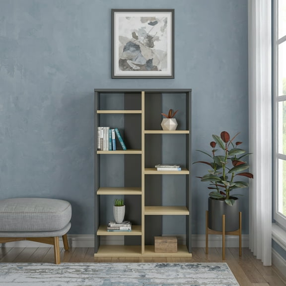 Ada Home Decor Keota Multiple Tier Open Shelf Modern Bookcase, Anthracite/Oak