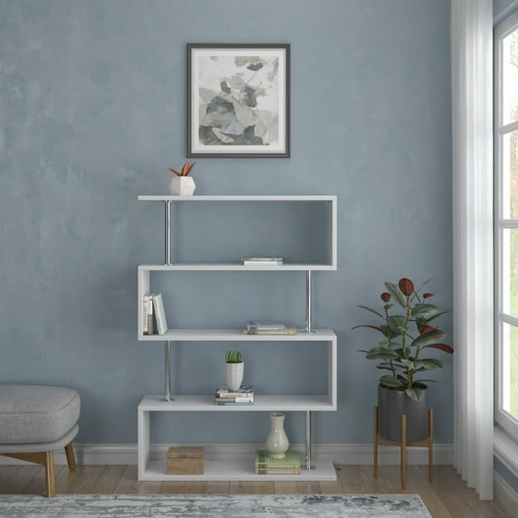 Ada Home Decor Mairmount 4 Tier Bookcase, White