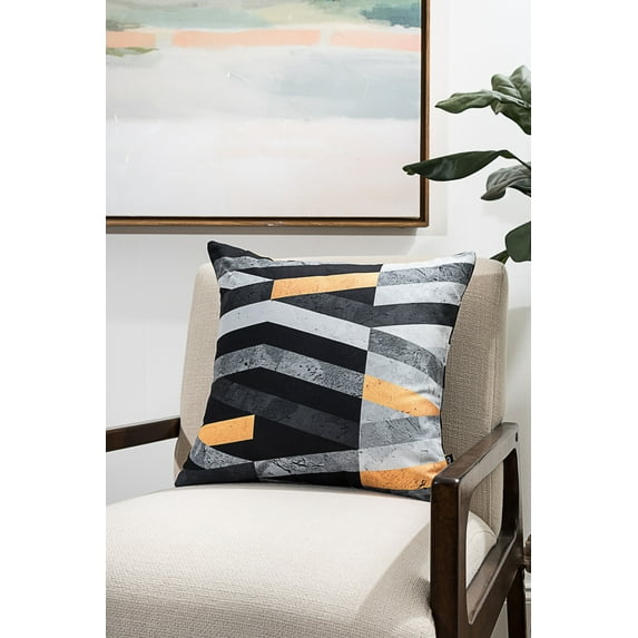 Ada Home Decor Decorative Square Throw Pillow, 18" x 18", Marble Stripes Printed