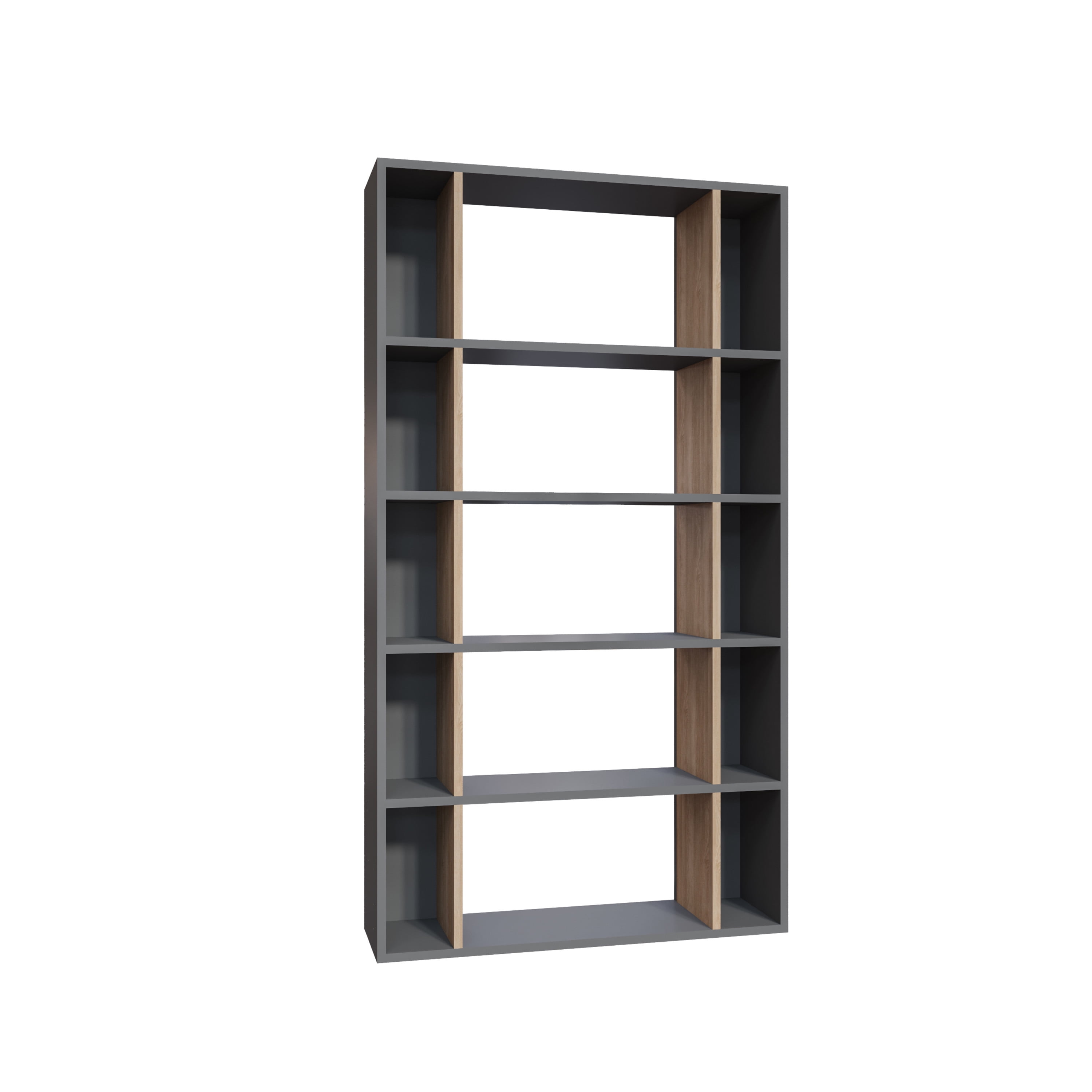 Ada Home Decor Sanborn Multiple Tier Open Shelf Modern Bookcase, Anthracite/Oak