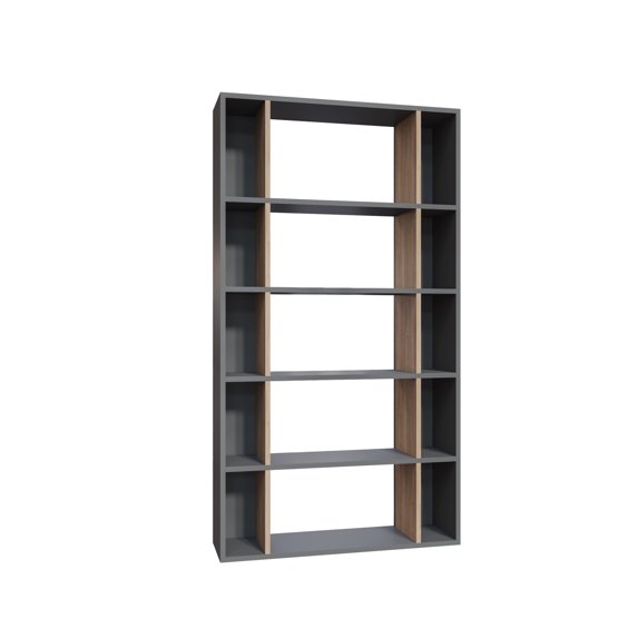 Ada Home Decor Sanborn Multiple Tier Open Shelf Modern Bookcase, Anthracite/Oak