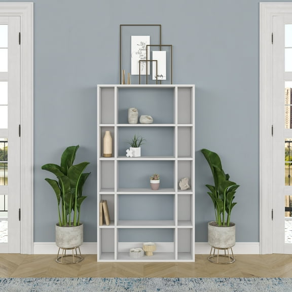 Ada Home Decor Sanborn Multiple Tier Open Shelf Modern Bookcase, White