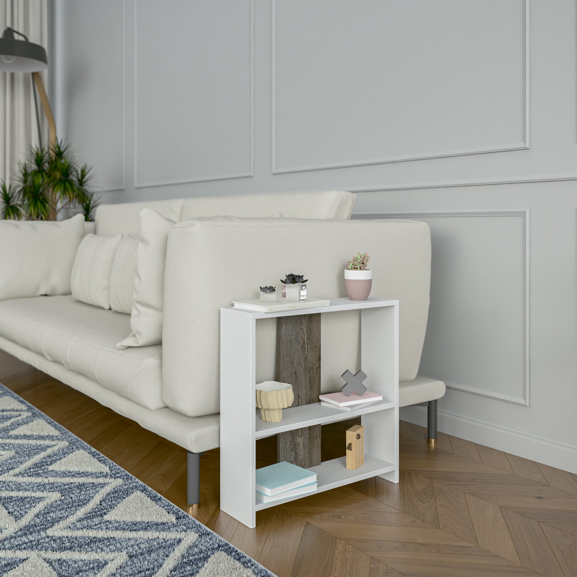 Ada Home Decor Sydney Side Table, White/Anthracite