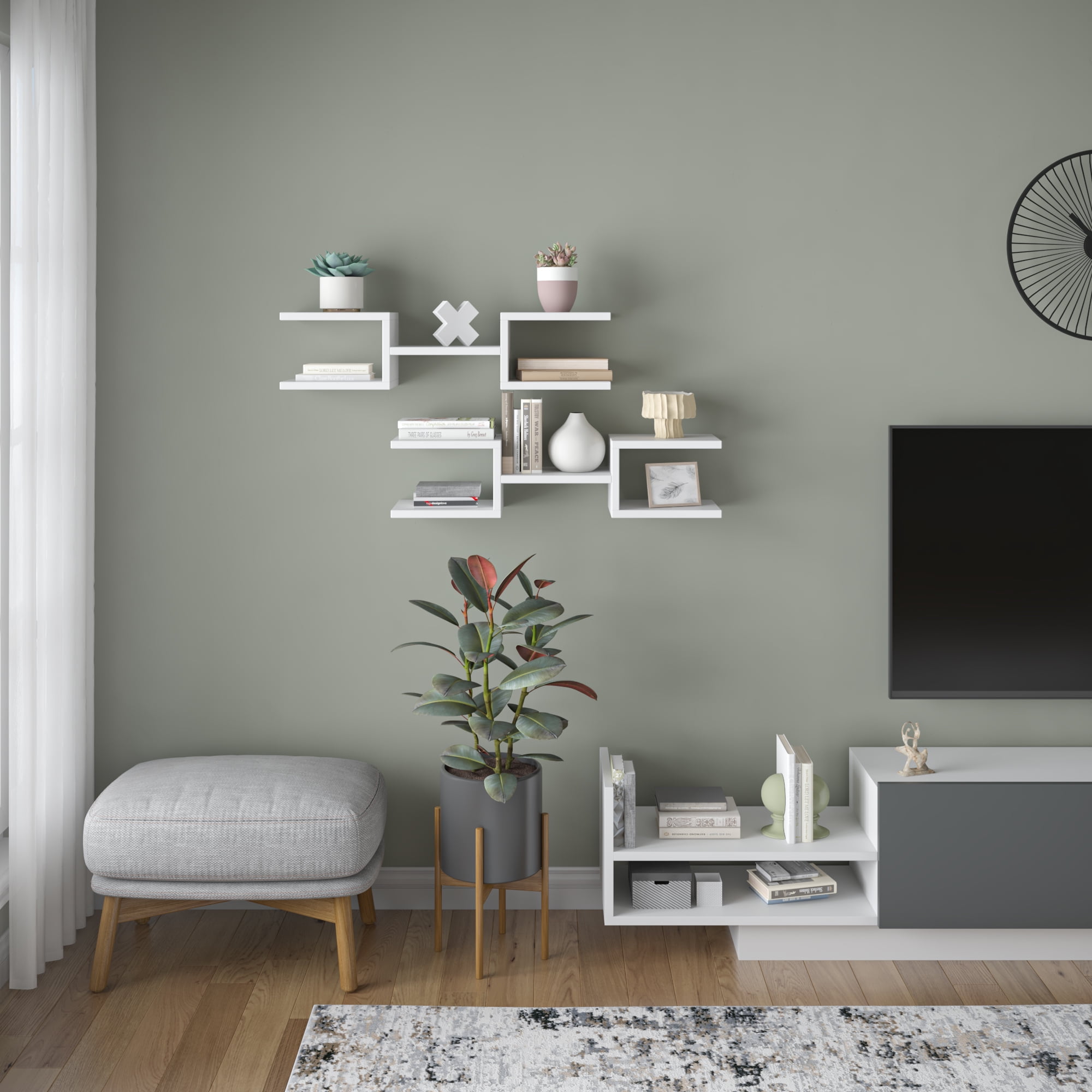Ada Home Decor Welby Modern 29.53"W x 7.87"D Wall Shelf, White