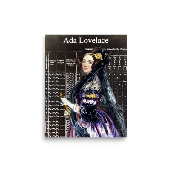 Ada Lovelace Computer Science Wall Art Print, Unframed Paper Poster 8x10in