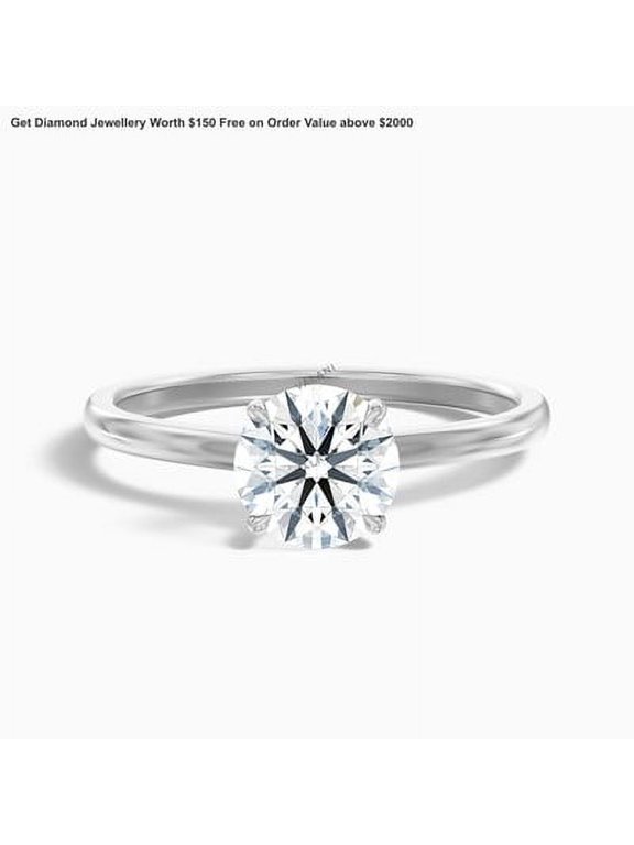 Ada Round Solitaire Lab Grown Band Ring Gold Minimalist Everyday Wear
