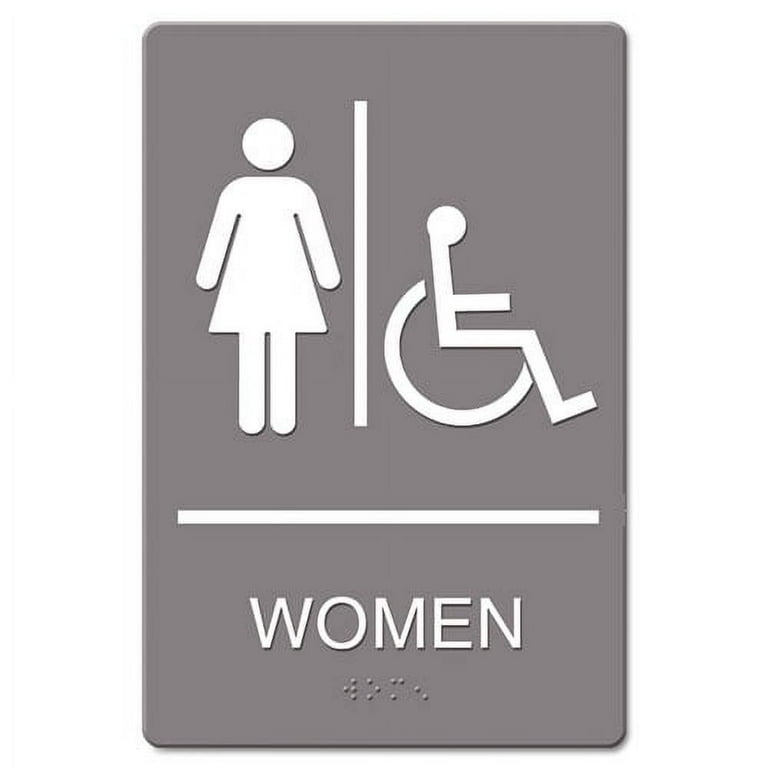 ADA Sign, Restroom/Wheelchair Accessible Tactile Symbol, Molded Plastic, 6 x 9 ADA Sign, Restroom/Wheelchair Accessible Tactile Symbol, Molded Plastic, 6 x 9