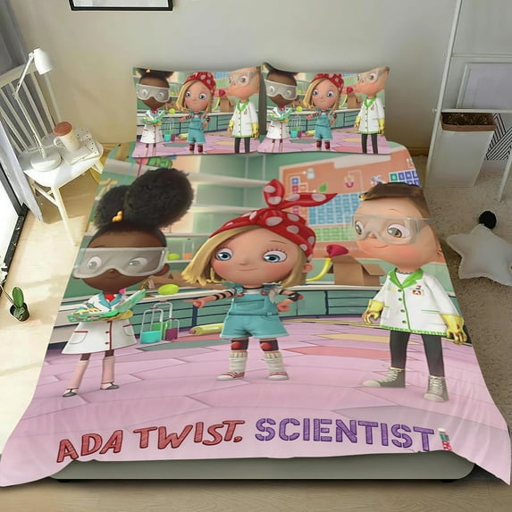 Ada Twist, Scientist-themed Bed Sheet Set Three Piece Set Comfortable And Skin Friendly Unique Design Home Decor Gifts For Family Friends fans54''x79''(135cm*200cm)