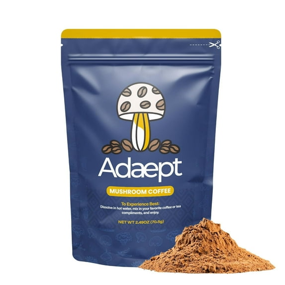 Adaept Original Mushroom Coffee Organic Peruvian Cacao, Dandelion Root and Arabica Coffee, Lions Mane Mushroom Powder, Cordyceps, Reishi, Chaga, Shiitake, and Turkey Tail | 30 Servings