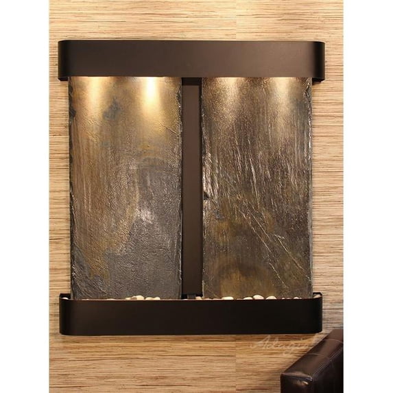 Adagio AFR1504 Aspen Falls Round Blackened Copper Multicolor Natural Slate Wall Fountain